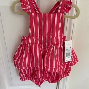Habitual Kids Bright Pink/White Striped Romper NWT